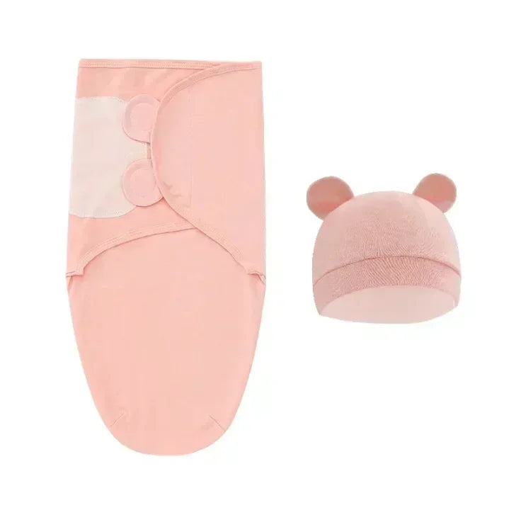 Baby Blanket Hat Set Cartoon Printed Cottono Newborn Swaddle