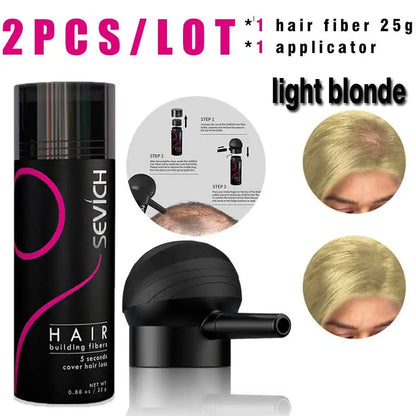 SEVICH Hair Building Fiber Set Cover Sparse Hair or Bald Spots Hair Loss Regrowth Treatment Keratin Hair Fiber Powder Applicator