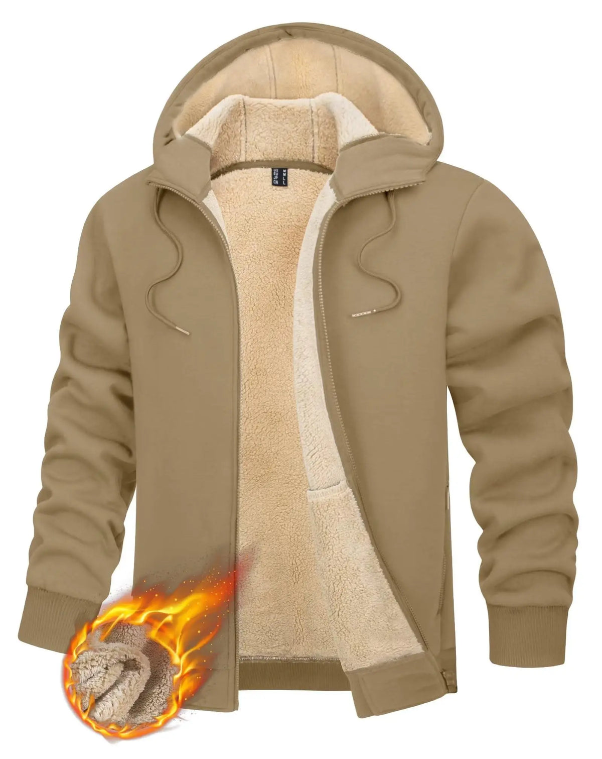TACVASEN Fleece Lining Winter Hoodie Mens Sherpa Jackets Windproof Full Zip Warm Coats Climbing Hooded Casual Outwear Sportswear