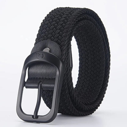 Men's Belt Casual Woven Elastic Belt Outdoor Sports Women's Belt Climbing Work Belt Jeans Suit Pants Men's and Women's Universal