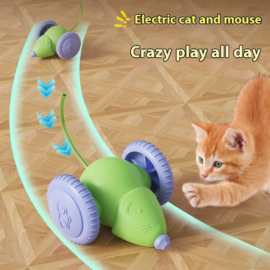S1-Electric Mouse Car Interactive Cat Toy Rechargeable Automatic Kitten Toy Intelligent Obstacle Avoidance Cat Toy
