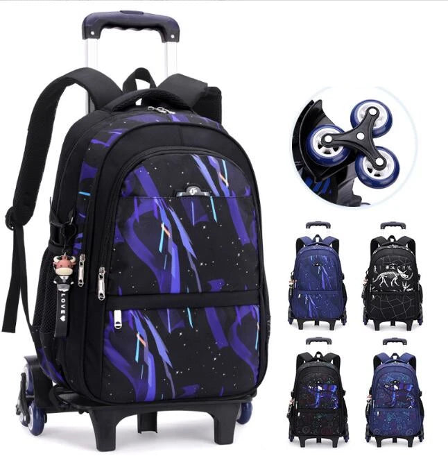 Kids School Rolling Backpack for Boys School Satchel With Wheels Trolley Luggage Bag School Trolley Bags School Wheeled Backpack