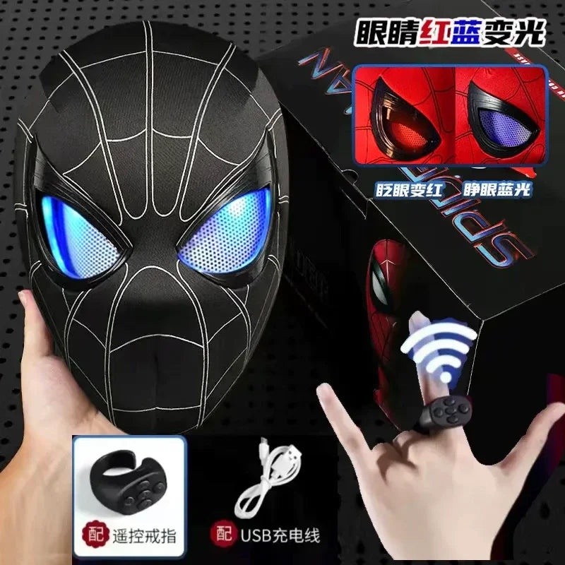 In Stock Miles Spider-Man 1:1 Scale Electronic Mask With Moving Glowing Eyes Ring Control Cosplay Toy Gift for Boys Gift