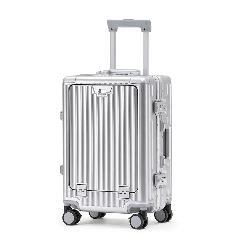1-Piece Set 20inch Function Computer Aluminum Frame Trolley Suitcase Carry-On Luggage With Shock-Absorbing Brake, Silent Univers