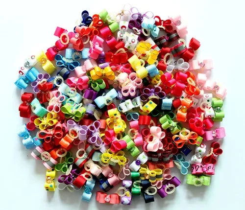 20PCS Pet Bows Dog Hair Bows for Puppy Yorkshirk Small Dogs Hair Accessories Grooming Bow Rubber Bands Dog Bows Pet Supplies