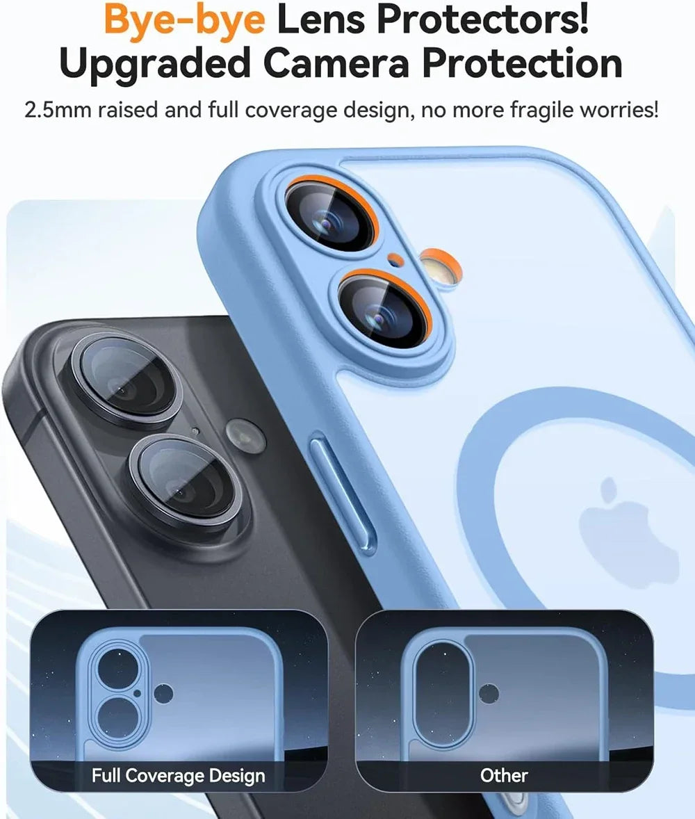 Magnetic Translucent Armor Shockproof Case for iPhone 17 16 15 14 13 12 11 18 Pro Max Plus for Magsafe Wireless Charge Cover