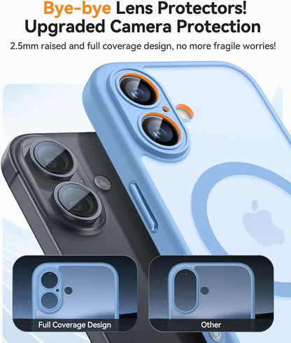 Magnetic Translucent Armor Shockproof Case for iPhone 17 16 15 14 13 12 11 18 Pro Max Plus for Magsafe Wireless Charge Cover