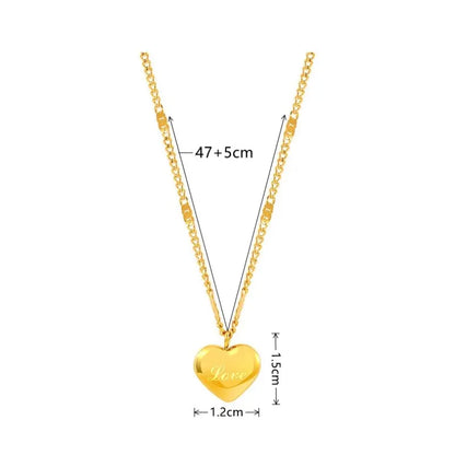 1pcs Gold-Color Necklace Ms Simple Fashion Peach Heart Engraved Love Collarbone Chain Holiday Gifts