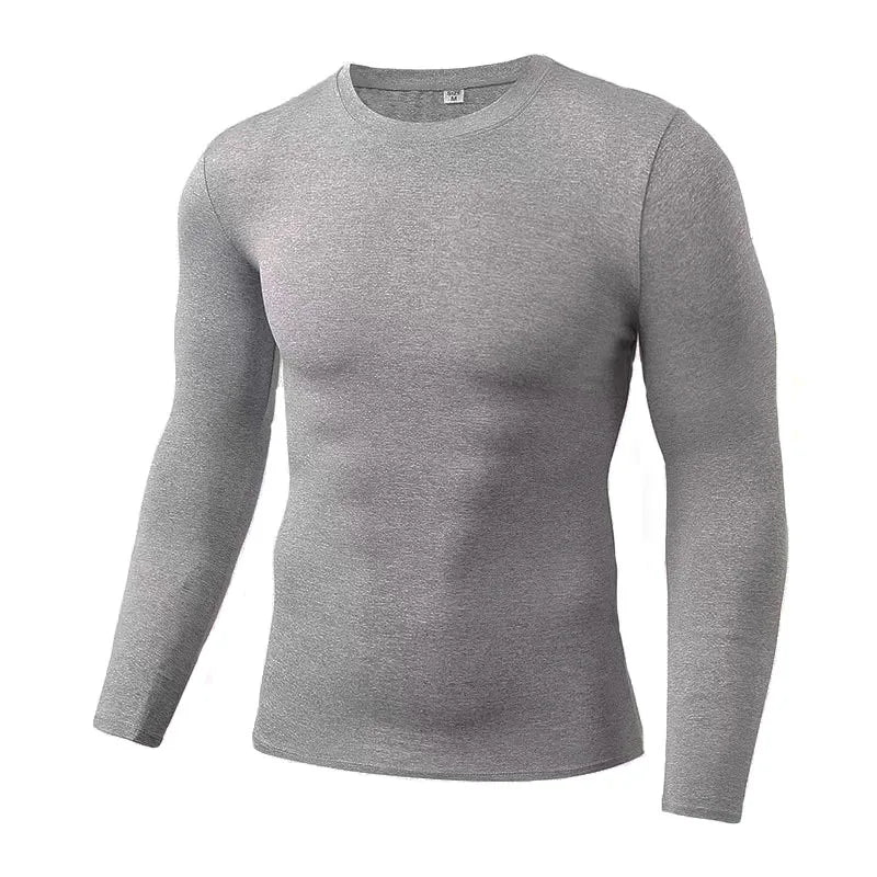 1pcs Men's Long-Sleeved Thermal Underwear Male Thin Tight Fitting Fast Dry Elastic Fitness Tops Man Autumn Winter Sprots Wear
