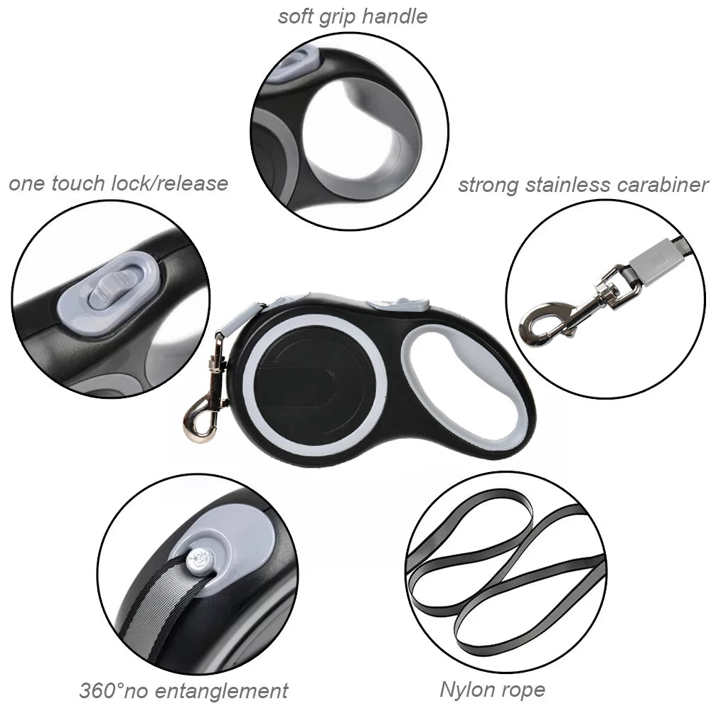 Long Strong Pet Leash for Large Dogs Durable Nylon Retractable Big Dog Walking Leash Leads Automatic Extending Dog Leash Rope