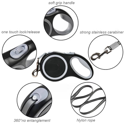 Long Strong Pet Leash for Large Dogs Durable Nylon Retractable Big Dog Walking Leash Leads Automatic Extending Dog Leash Rope