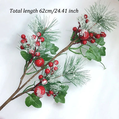 Christmas Simulation Berry Artificial Pine Needles Red Berry Flower Branch Shopwindow Holiday Decorations Home Decor Accessories