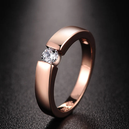 Princess Cut Stone Engagement Wedding Rings for Women Rose Gold Color Couples's Promise Ring Fashion Jewelry All Size DFR400