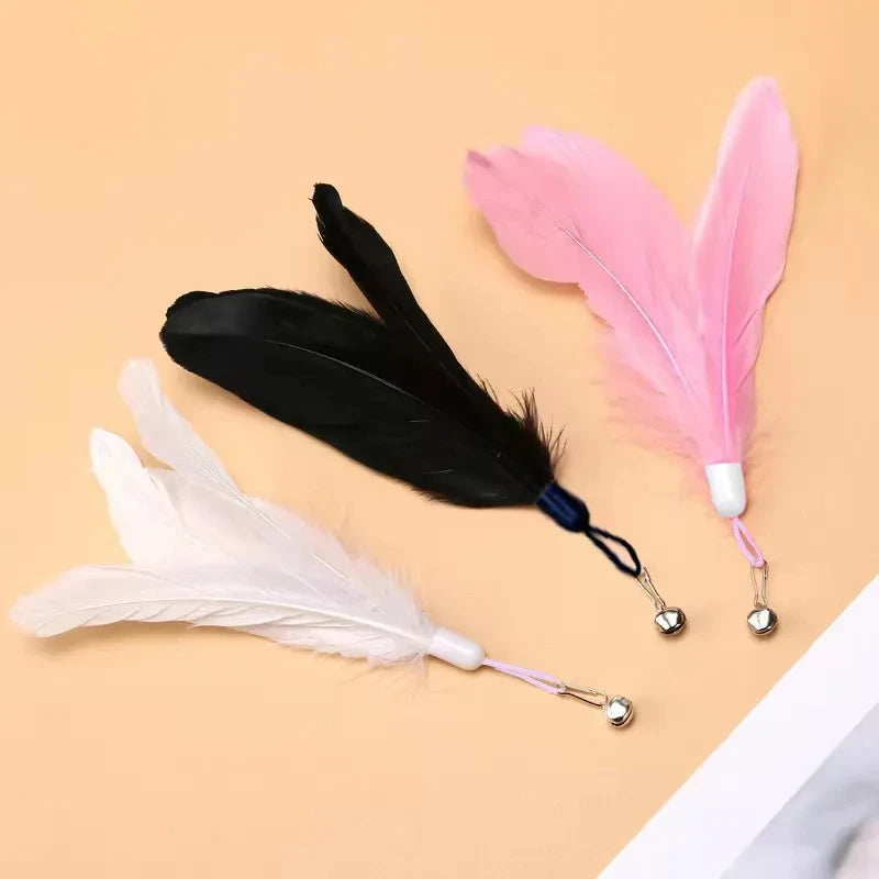 Cats Toys Feathers Wand Interactive Toy Kitten Toys With Super Suction Cup Detachable 2 PCS Feather Replacements Cat Accesorios