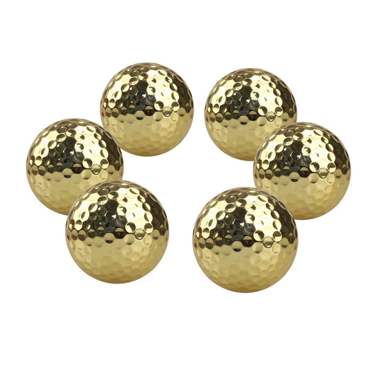 CRESTGOLF 6 Pcs Two Layer Golden Golf Balls Golf Practice Balls Training Two Pieces Balls as Gift