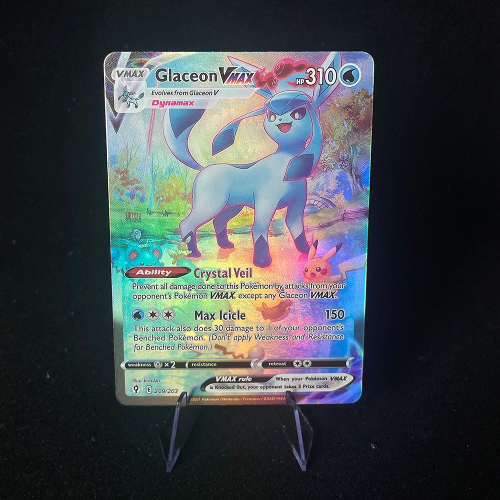 Anime PTCG Trading Card Vaporeon Lillies Clefairy Ex Gengar Vmax Rule Holographic Game Collection Card Child Holiday Gifts