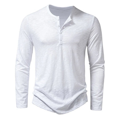Men's Cotton Henley Neck Long Sleeve Casual Shirt