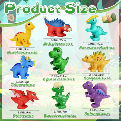 9pcs Mold-Resistant Dinosaur Toys Bathtub Shower Toys Bathing Water Play Toy for Kids Birthday Gifts
