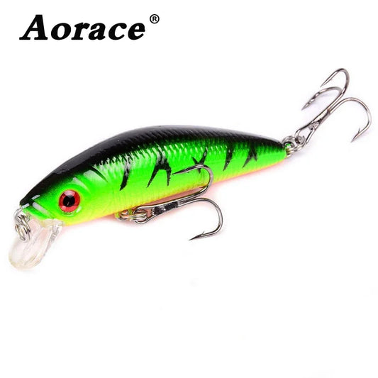 Aorace Minnow Fishing Lure 70mm 8g 3D Eyes Crankbait Wobbler Artificial Plastic Hard Bait Fishing Tackle