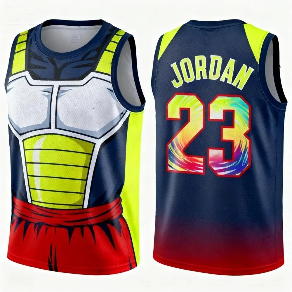 FamilyMatching 2026 New Version Dragon Ball Z Vegeta Special Edition Basketball Jersey Jordan Basketball Sports Vest Set my