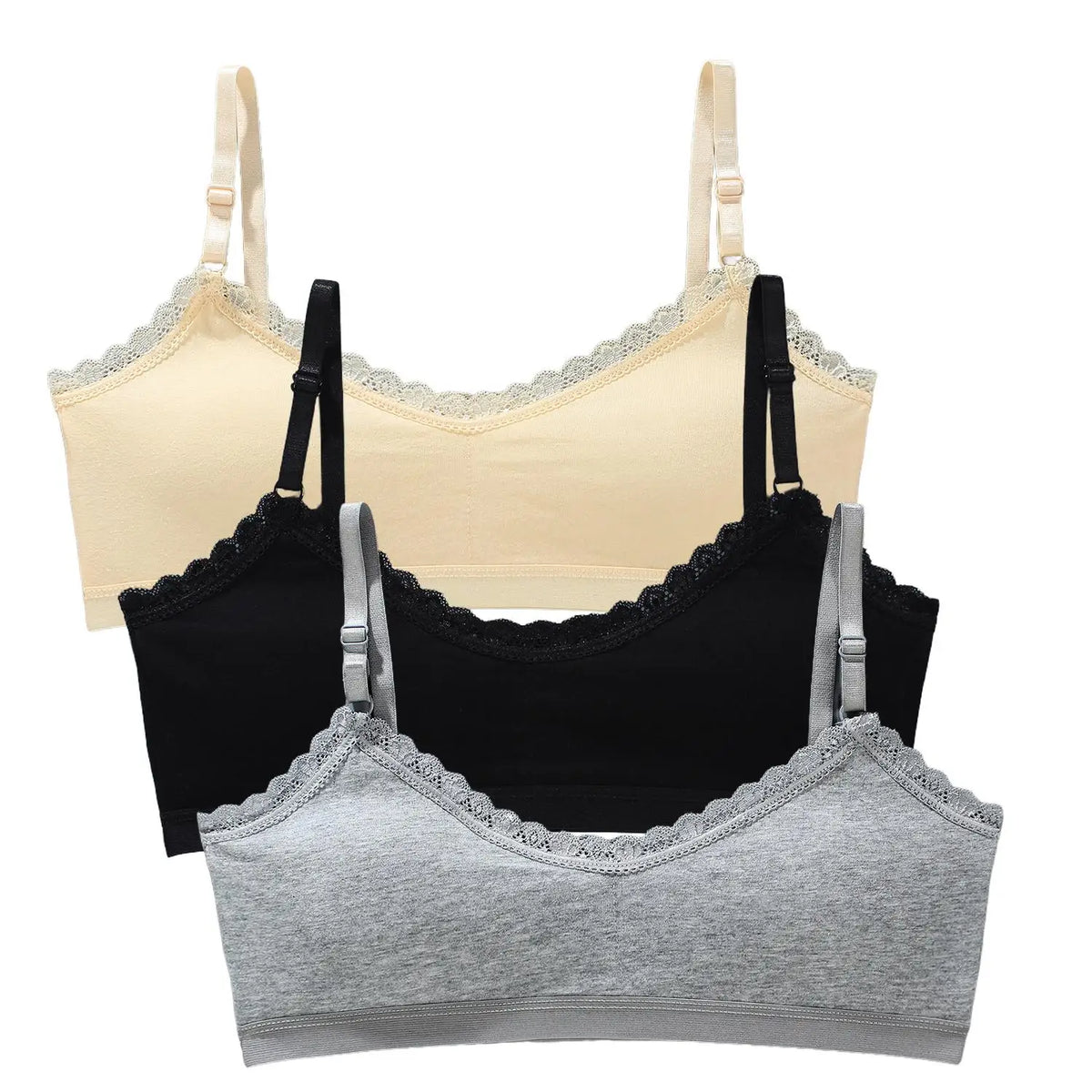 1/3pcs Girls Lace Bras Children Breathable Underwear Kids Tube Tops Soft Cotton-Padded Teens Youth Girls Washable Bras Camisoles