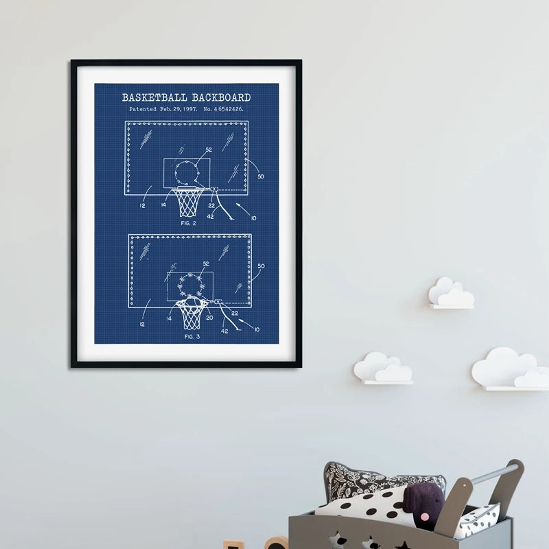 Basketball Court Posters Canvas Art Prints , Sports Basketball Canvas Painting Retro Wall Picture Boys Room Art Decor