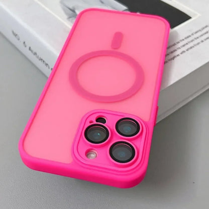 Magnetic Translucent Armor Shockproof Case for iPhone 17 16 15 14 13 12 11 18 Pro Max Plus for Magsafe Wireless Charge Cover