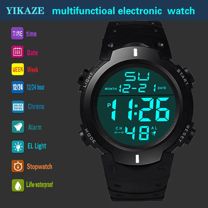 Men Electronic Watch Sports Watches for Men Waterproof Luminous Multifunction Outdoor Fitness Large Screen Electronic Wristwatch