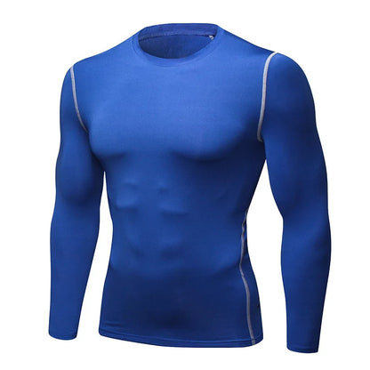 1pcs Men's Long-Sleeved Thermal Underwear Male Thin Tight Fitting Fast Dry Elastic Fitness Tops Man Autumn Winter Sprots Wear