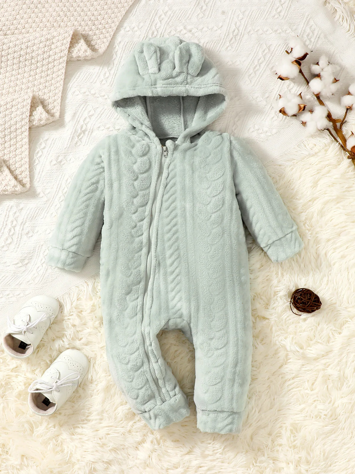 Baby Boys and Girls Plaid Romper Hooded