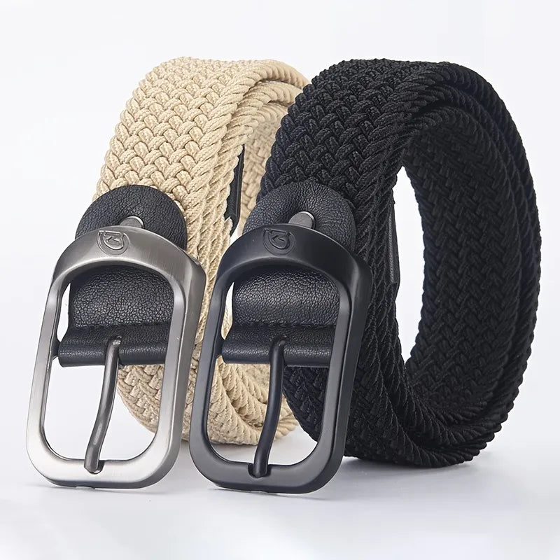 Men's Belt Casual Woven Elastic Belt Outdoor Sports Women's Belt Climbing Work Belt Jeans Suit Pants Men's and Women's Universal