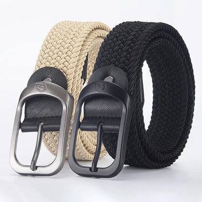 Men's Belt Casual Woven Elastic Belt Outdoor Sports Women's Belt Climbing Work Belt Jeans Suit Pants Men's and Women's Universal