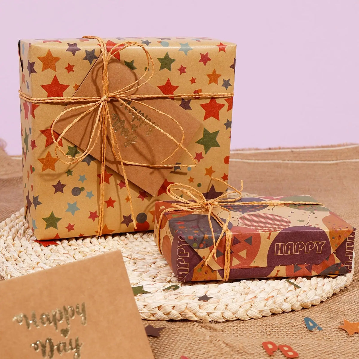 1 Roll 17 Inch X 120 Inch Birthday Wrapping Paper, Gift Wrapping Paper Roll, Kraft Wrapping Paper