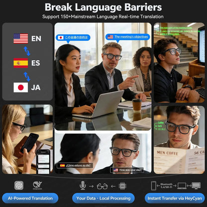 Smart Glasses with 8MP HD Camera, 4K Video, Bluetooth, and Multilingual