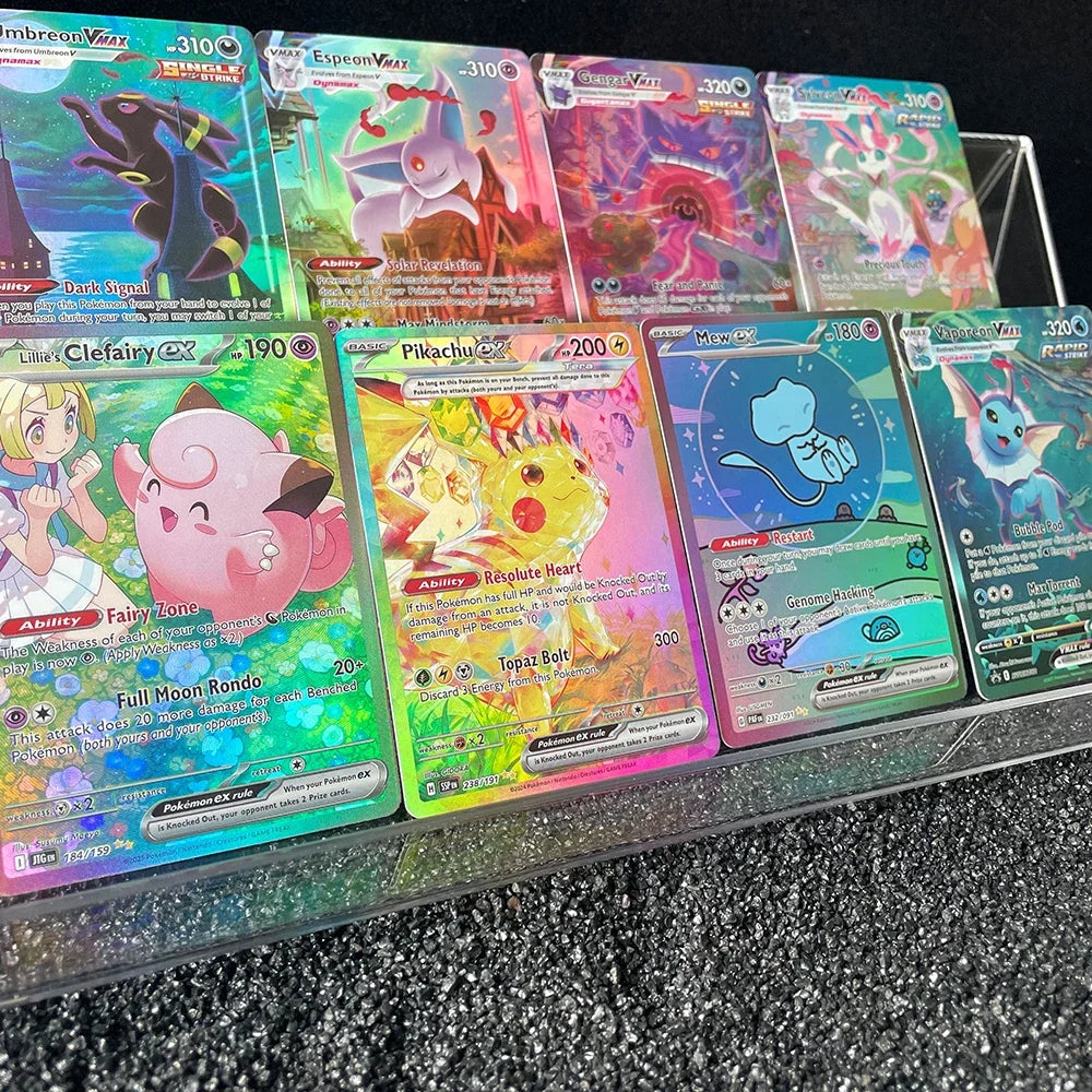 Anime PTCG Trading Card Vaporeon Lillies Clefairy Ex Gengar Vmax Rule Holographic Game Collection Card Child Holiday Gifts
