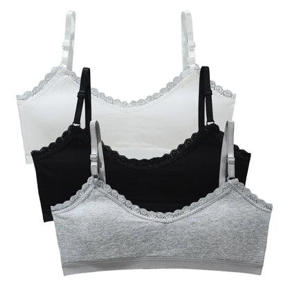 1/3pcs Girls Lace Bras Children Breathable Underwear Kids Tube Tops Soft Cotton-Padded Teens Youth Girls Washable Bras Camisoles