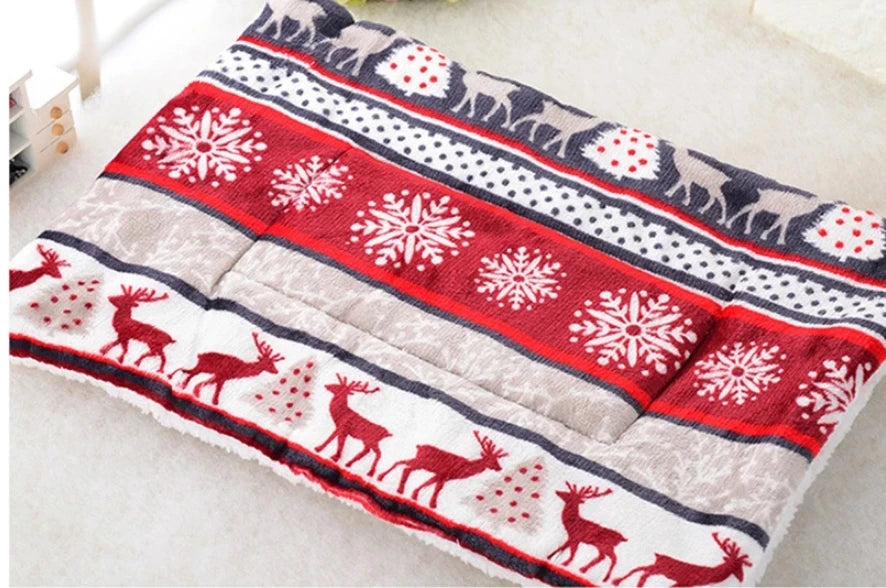 Winter Warm Pet Dog Soft Cushion Large Print Flannel Cotton Mattress Cat Pet Mat Bed Pad Rug Cartoon Printed Cat and Dog Pad