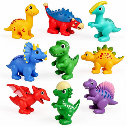 9pcs Mold-Resistant Dinosaur Toys Bathtub Shower Toys Bathing Water Play Toy for Kids Birthday Gifts