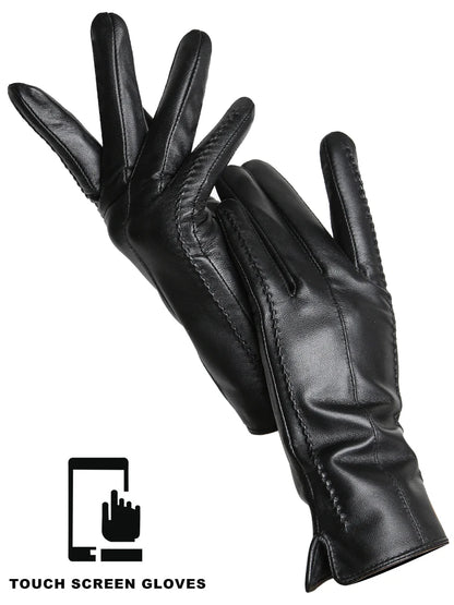 Women's Sheepskin Gloves Winter Warm Plus Velvet Short Thin Touch Screen Driving Color Women's Leather Gloves Good Quality -2226