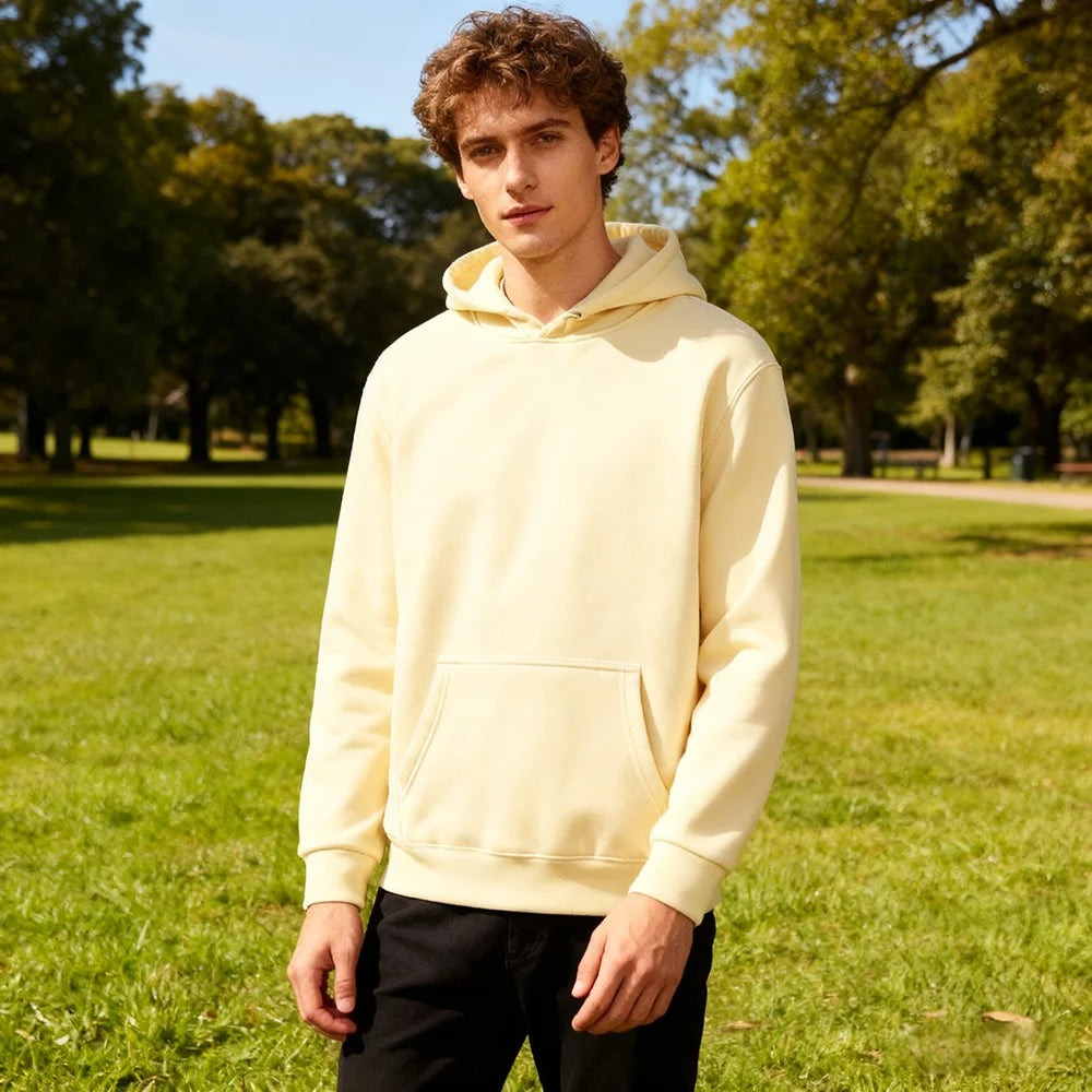 Faith Over Fear Printed Thickened Hoodies for Men Autumn and Winter Drawstring Pullover Sweatshirt Casual Commute Clothing