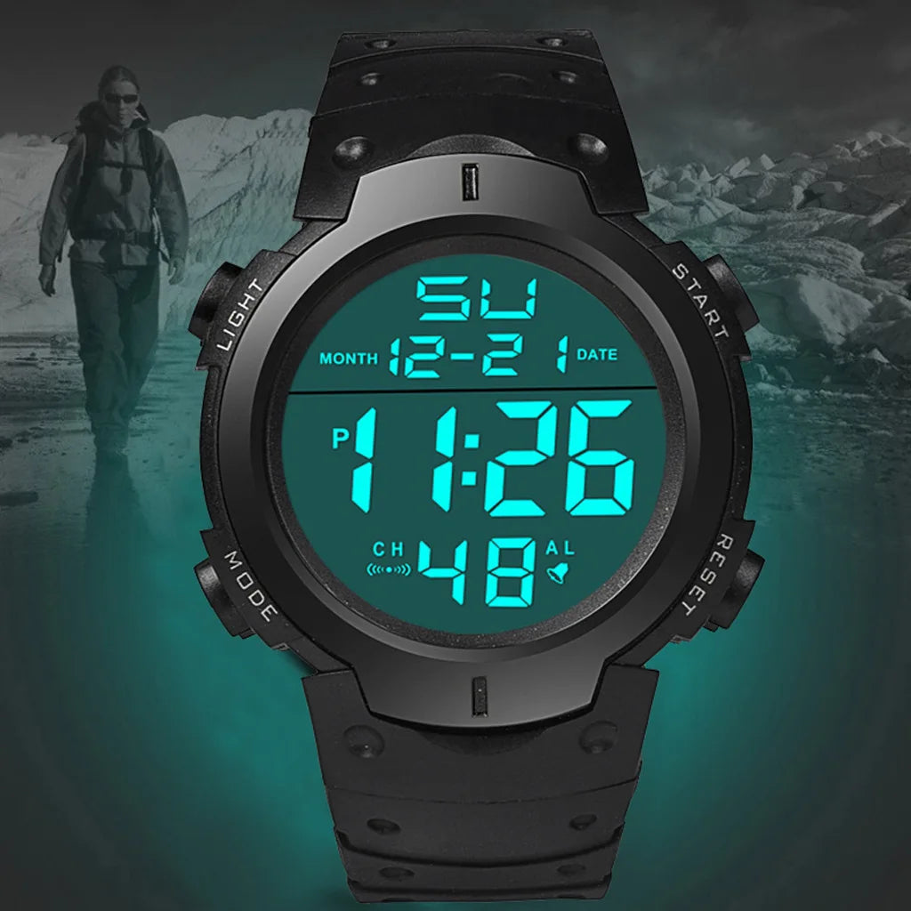 Men Electronic Watch Sports Watches for Men Waterproof Luminous Multifunction Outdoor Fitness Large Screen Electronic Wristwatch