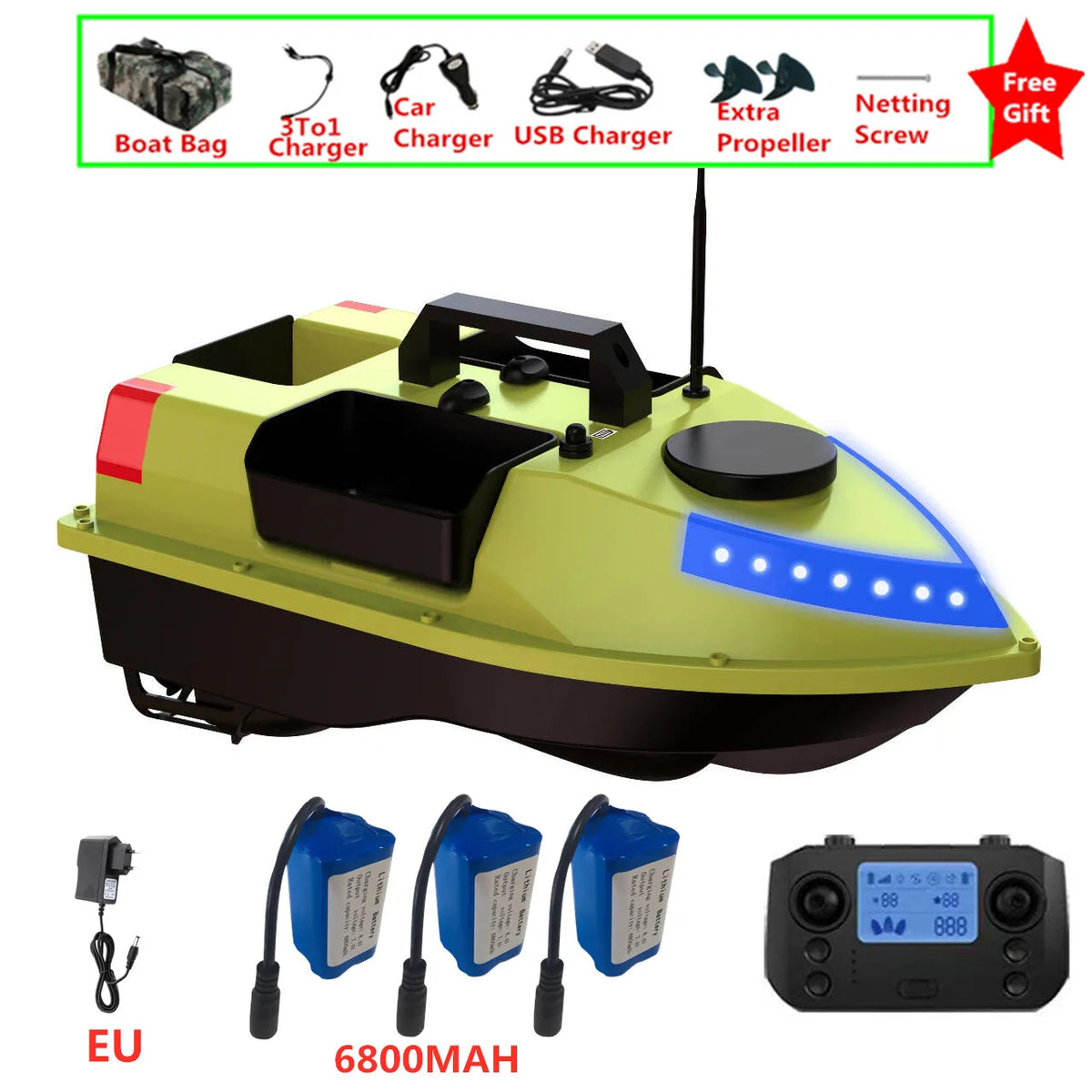 99 GPS Fishing Location RC Fishing Boat 2.4G 600M 3 Hopper Smart Speed Cruise Remote Control GPS Navigation Boat RC Nesting Boat