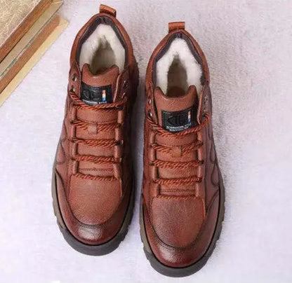 Leather Men Casual Shoes Spring Lace-Up Platform Sneakers Travel Shoes Wear-Resistant Shoes British Style Men's Sneaker Shoe