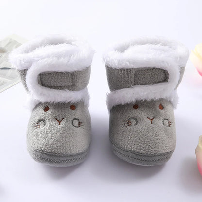 Cute Bear Baby Shoes Cartoon Soft Soled Snow Boots for Infant Boy Girl Autumn Winter Warm Thicken Plush Kids First Walkers 0-18m