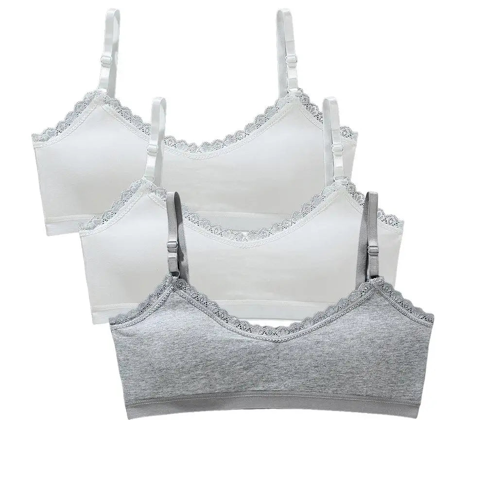 1/3pcs Girls Lace Bras Children Breathable Underwear Kids Tube Tops Soft Cotton-Padded Teens Youth Girls Washable Bras Camisoles