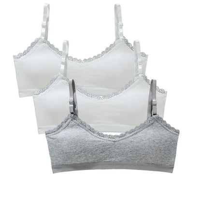1/3pcs Girls Lace Bras Children Breathable Underwear Kids Tube Tops Soft Cotton-Padded Teens Youth Girls Washable Bras Camisoles