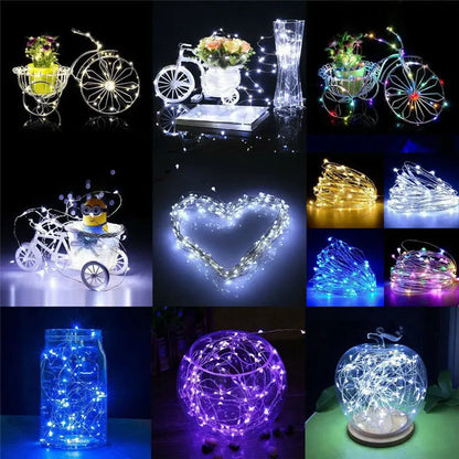 Battery Powered Copper Wire LED String Lights for Holiday Decoration