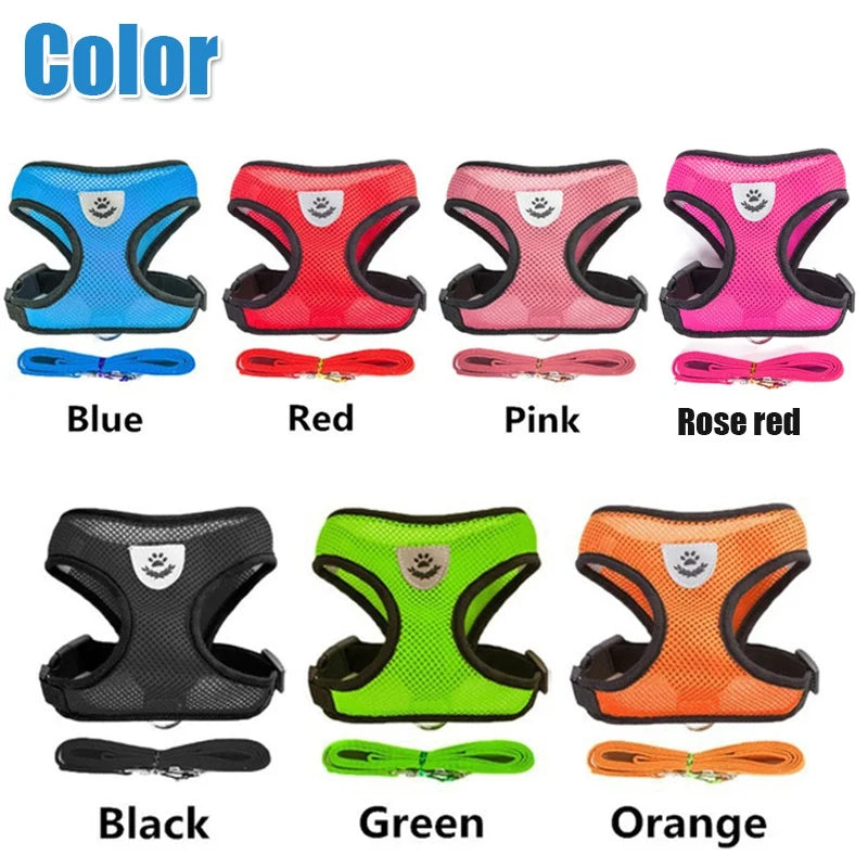 Cat Dog Harness With Lead Leash Adjustable Vest Polyester Mesh Breathable Harnesses Reflective Sti for Small Dog Cat Accessories