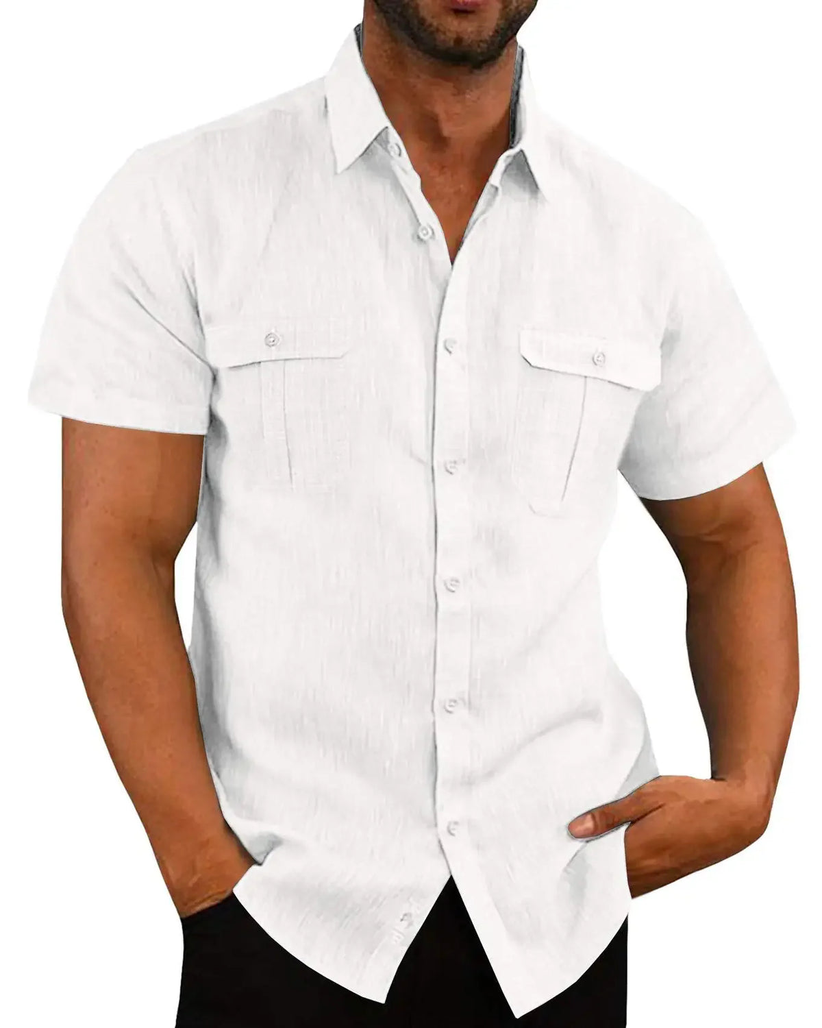 Men's Linen Hot Sale Men Short-Sleeved