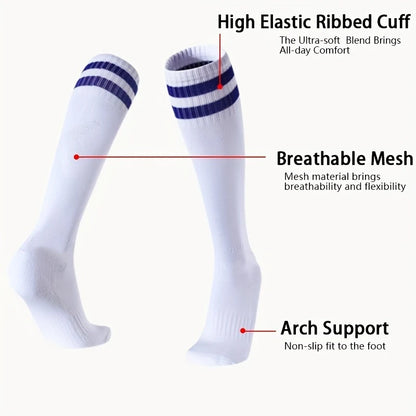 1pair Men's Football Socks, Breathable Sweat-Absorbing Sock for Super Foot Bowl